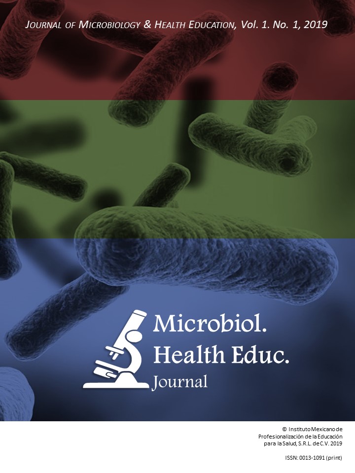 Cover of the Journal of Microbiology and Health Education Volume 1, number 1, year 2019